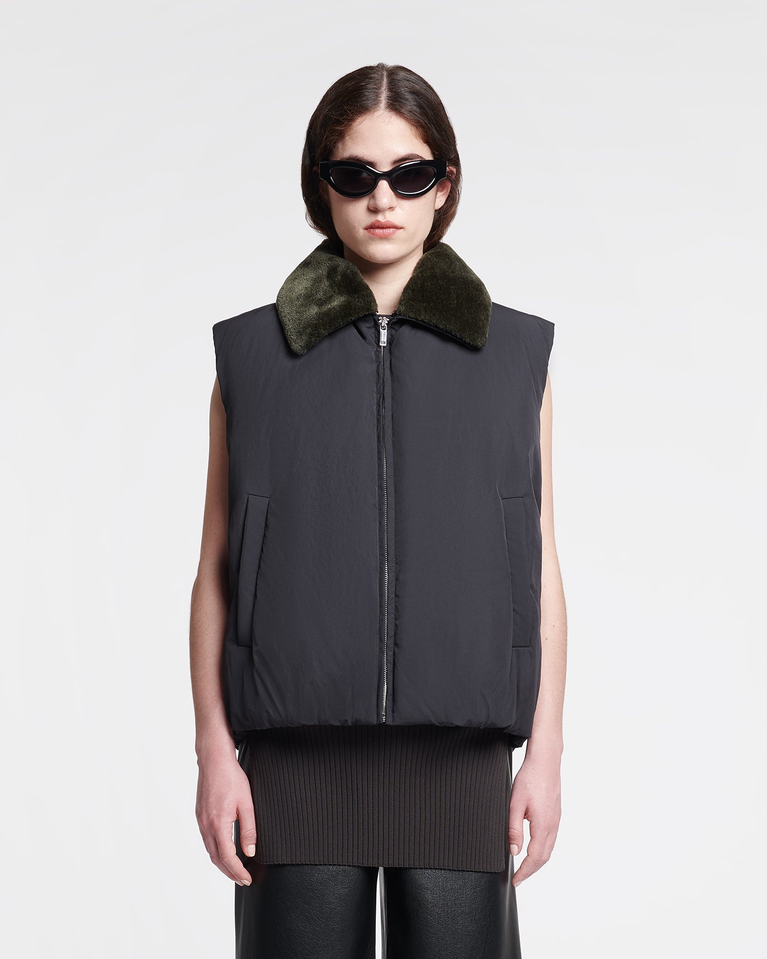 Faux Fur and Tech Nylon Vest - 6
