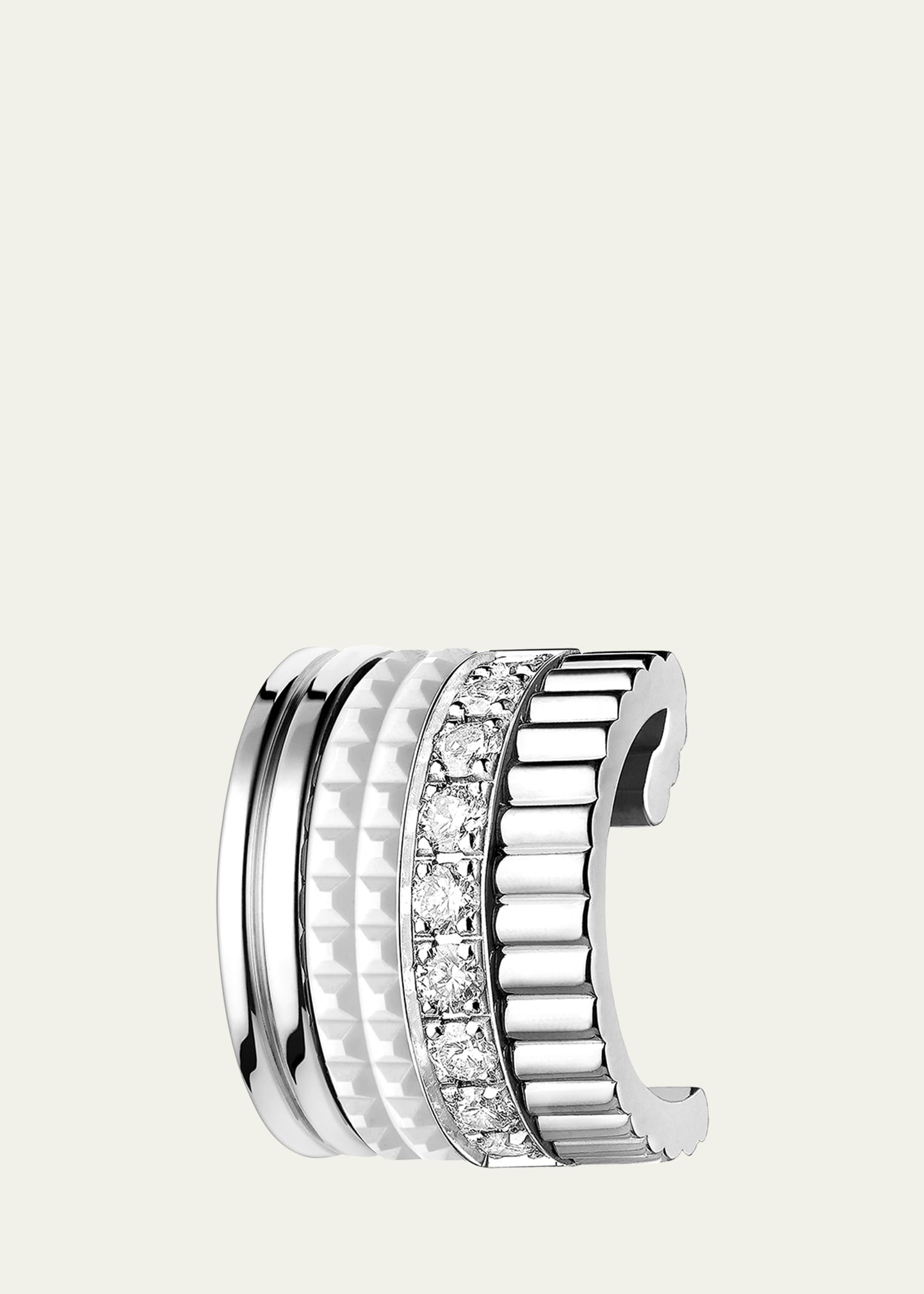 Quatre Double White Edition Clip Earring, Single - 1