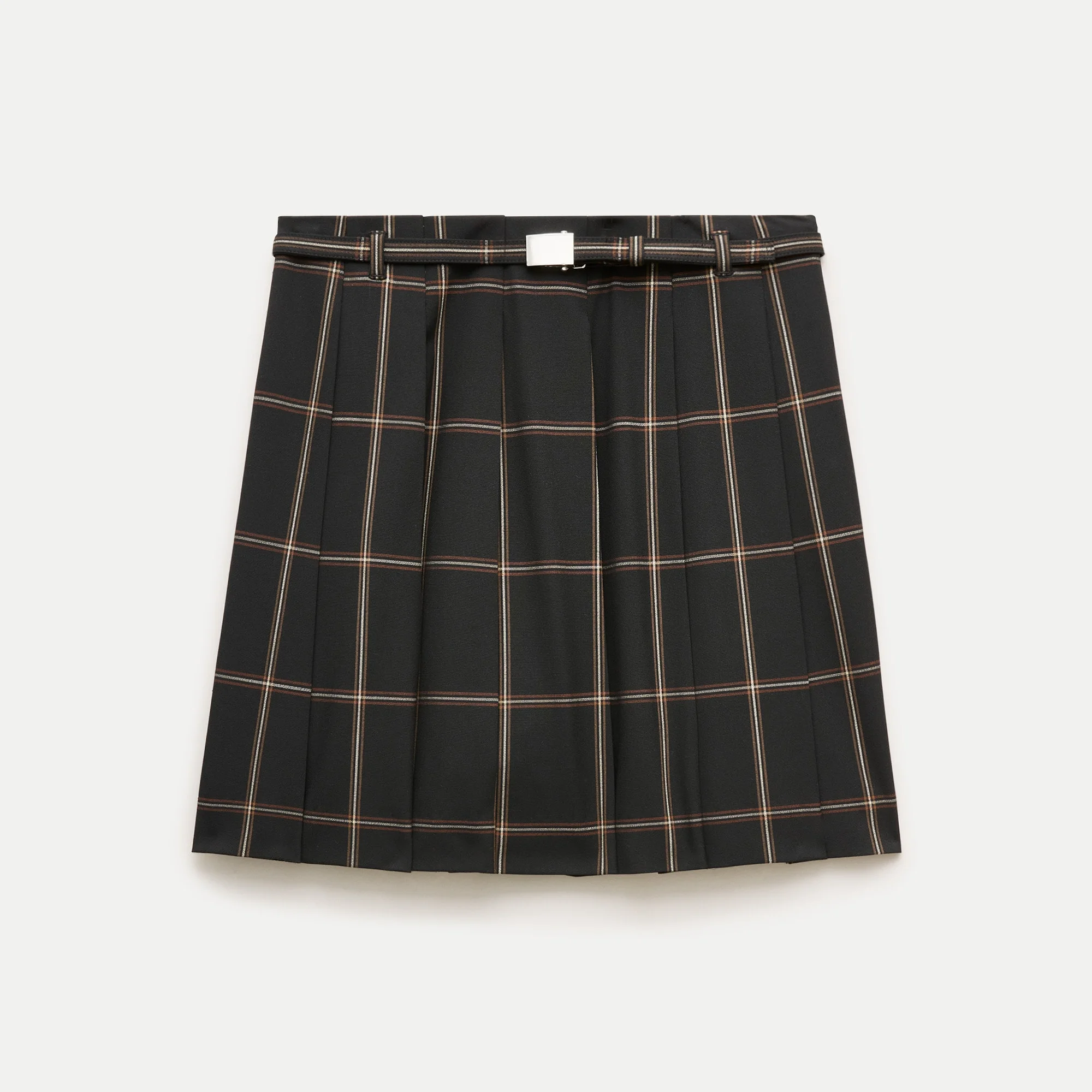 Pleated prep skirt in windowpane Gramercy suiting - 1