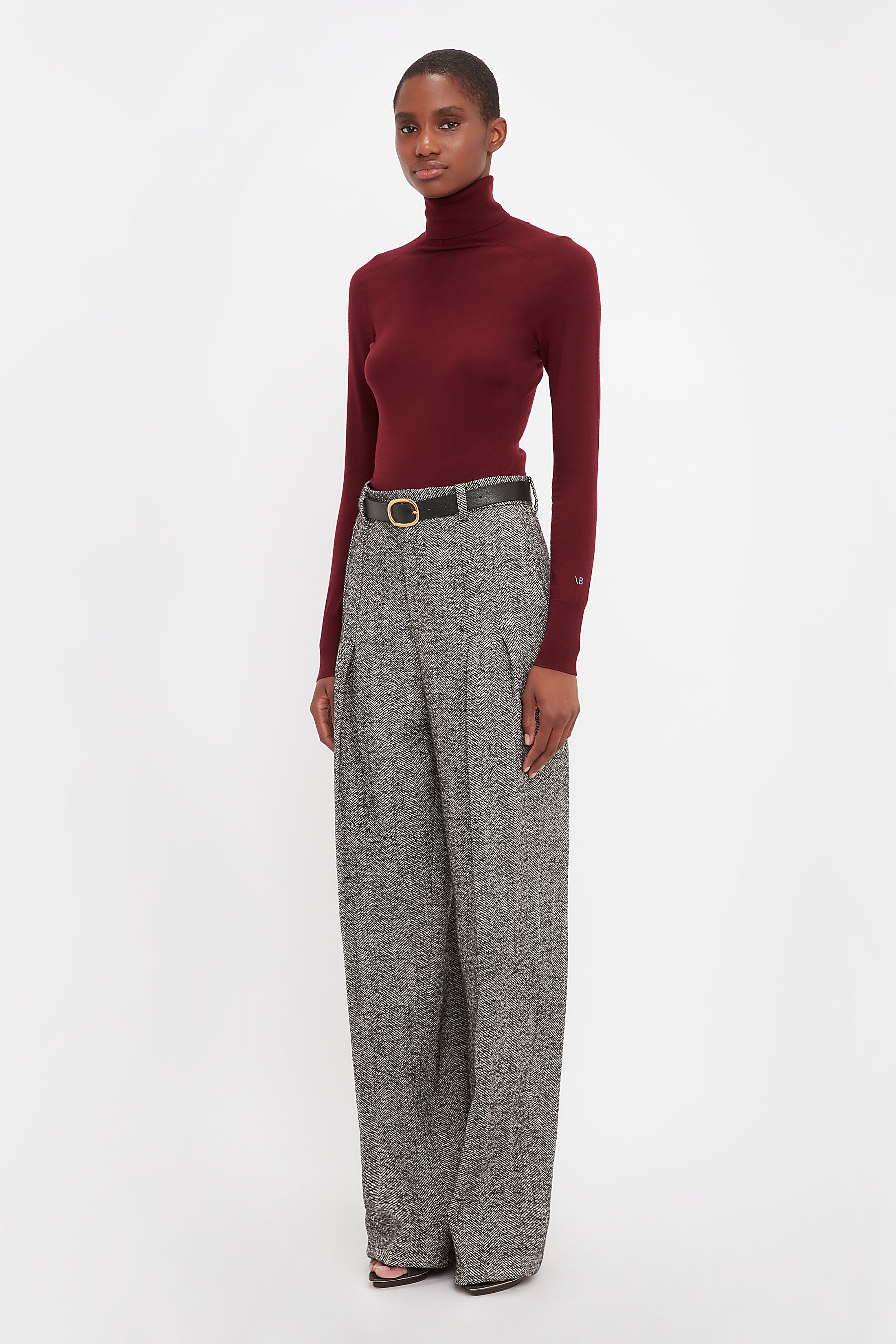 Front Pleat Trousers In Monochrome - 3
