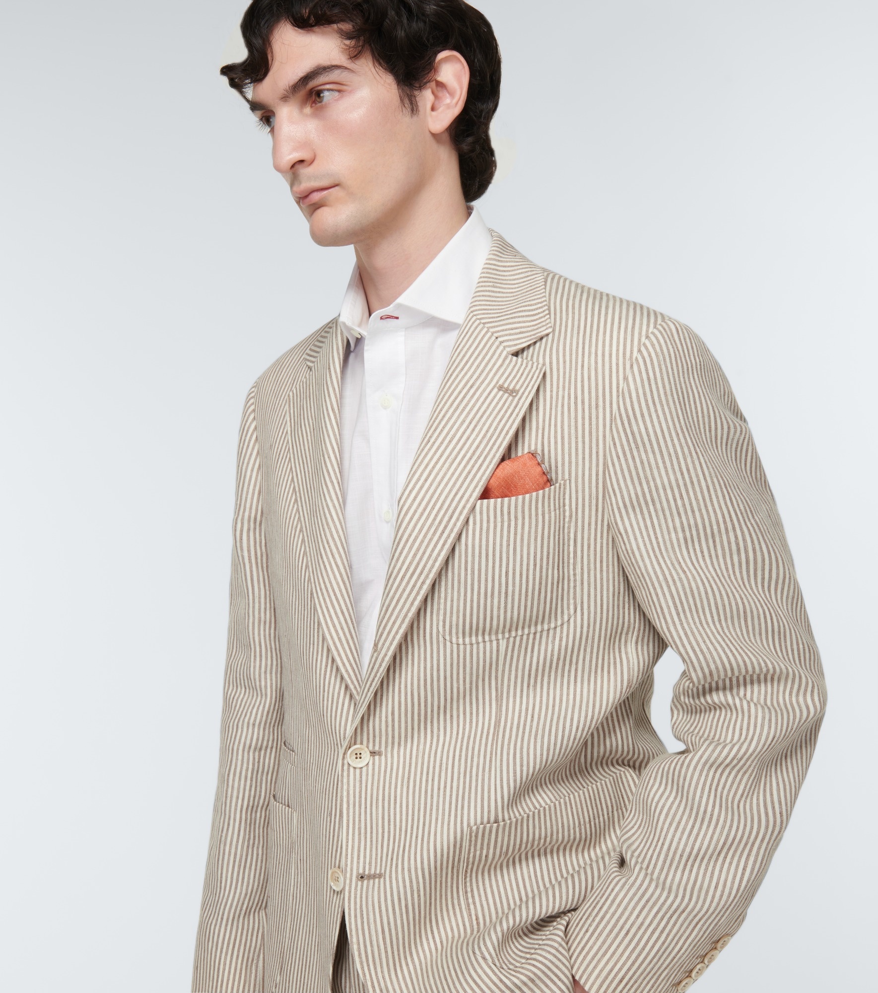 Striped linen and wool suit - 7