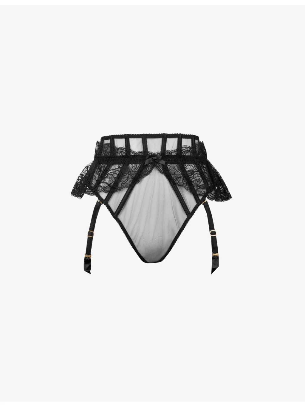 Rozlyn mesh and lace suspender thong - 1