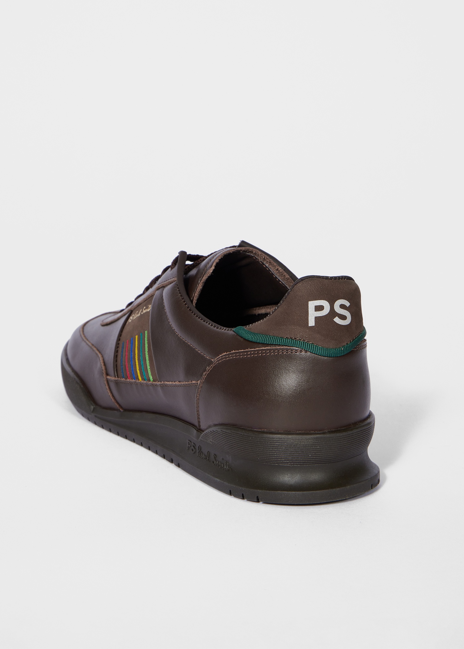 Chocolate Brown Leather 'Dover' Embroidered 'Sports Stripe' Trainers - 4
