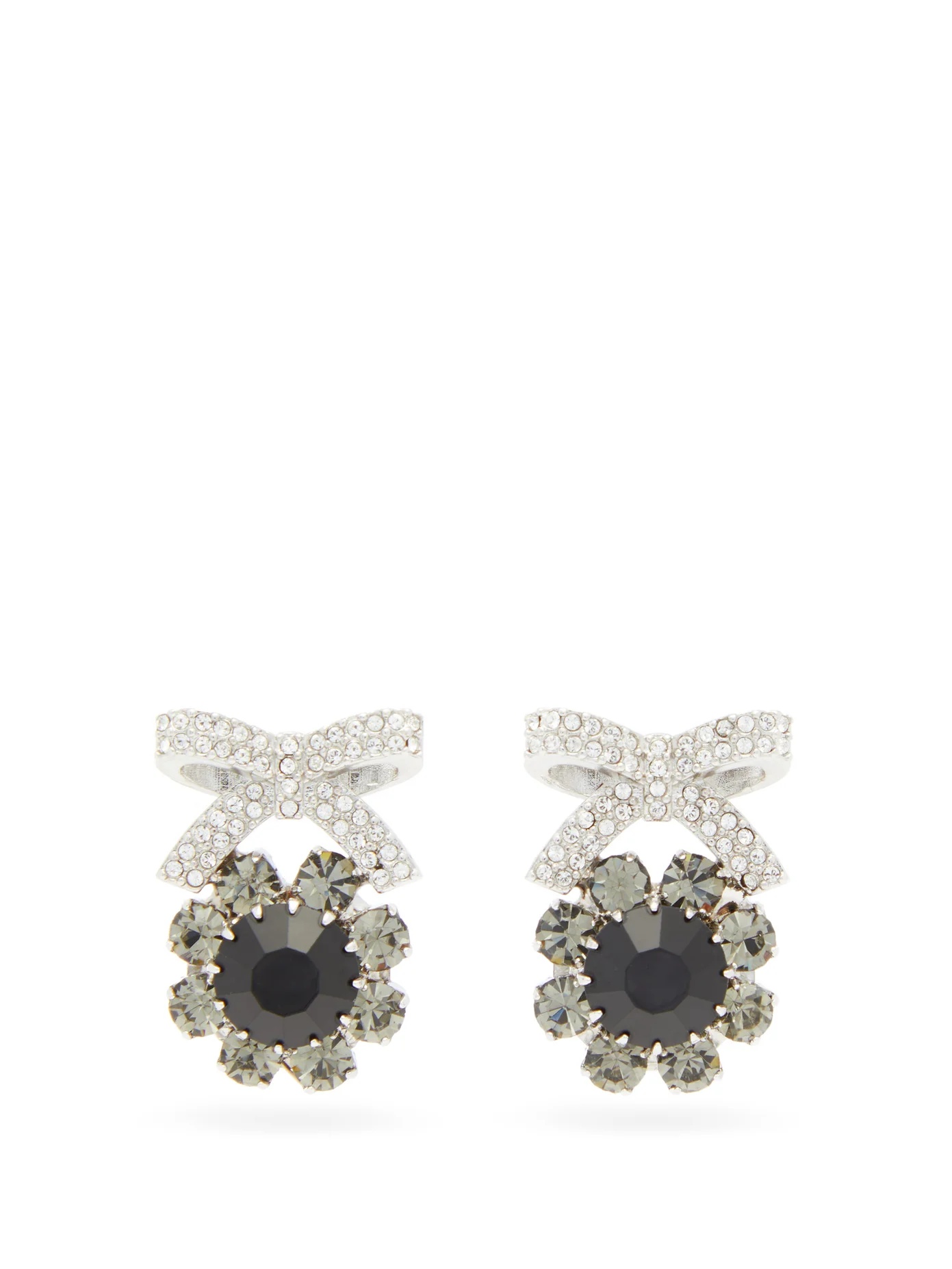 Crystal-embellished bow stud earrings - 1