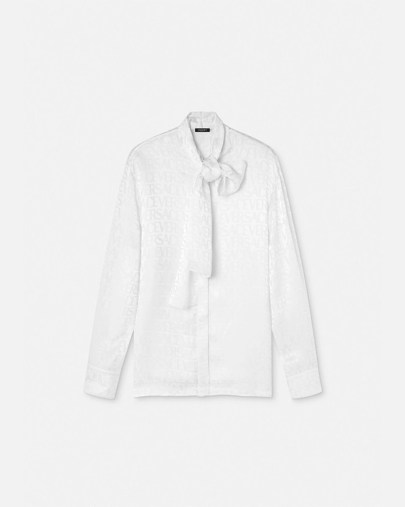 Versace Allover Scarf-Tie Shirt - 1