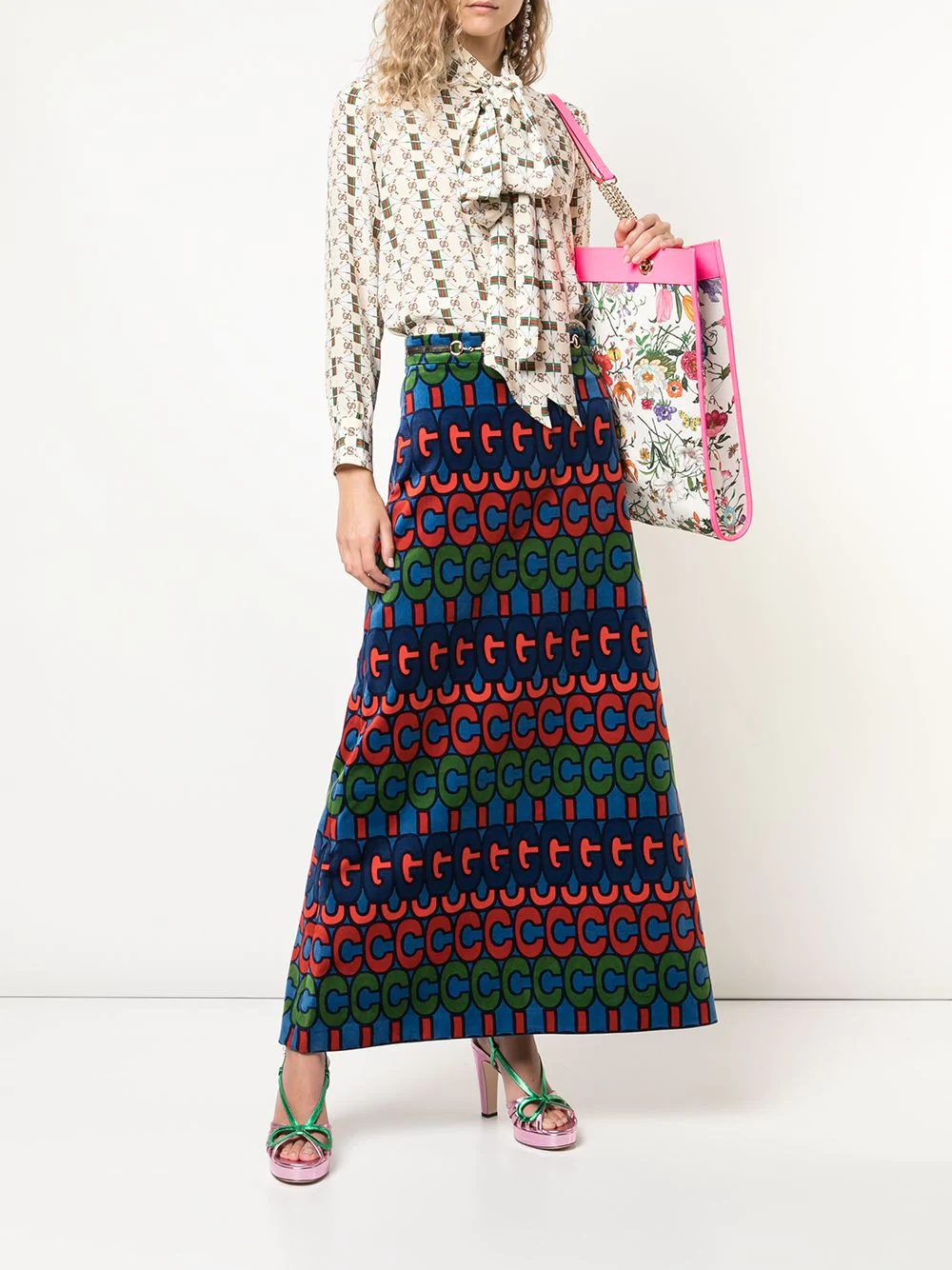 psychedelic logo print skirt - 2