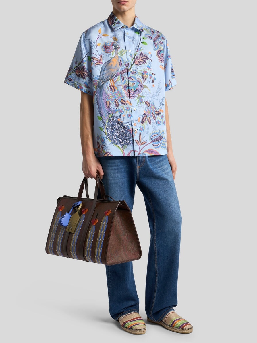 SILK SHIRT WITH PEACOCK MOTIF - 4