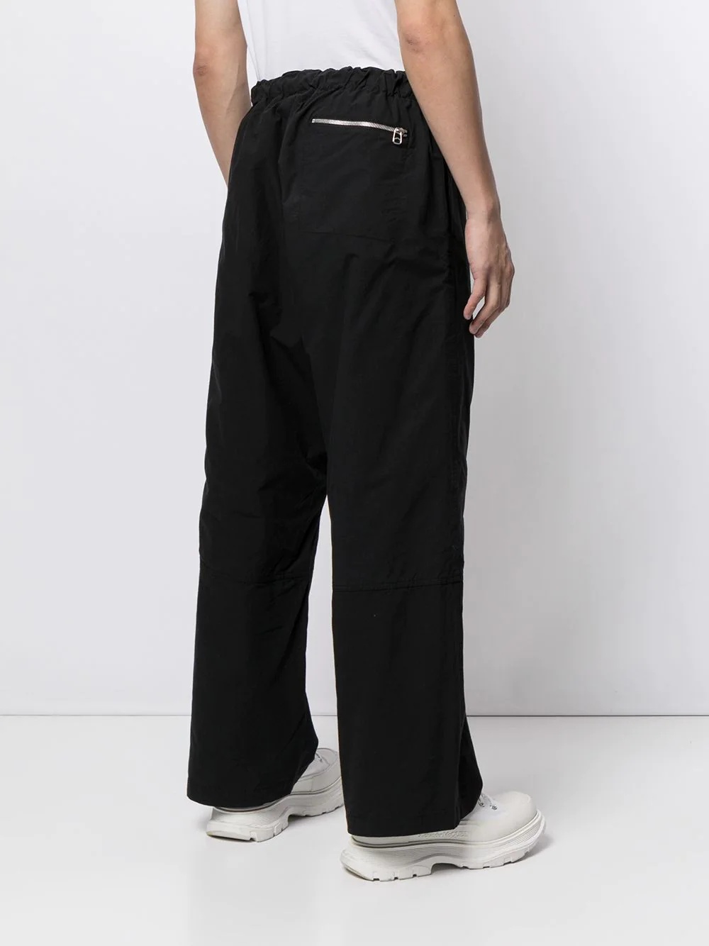 drawstring-waist cotton trousers - 4