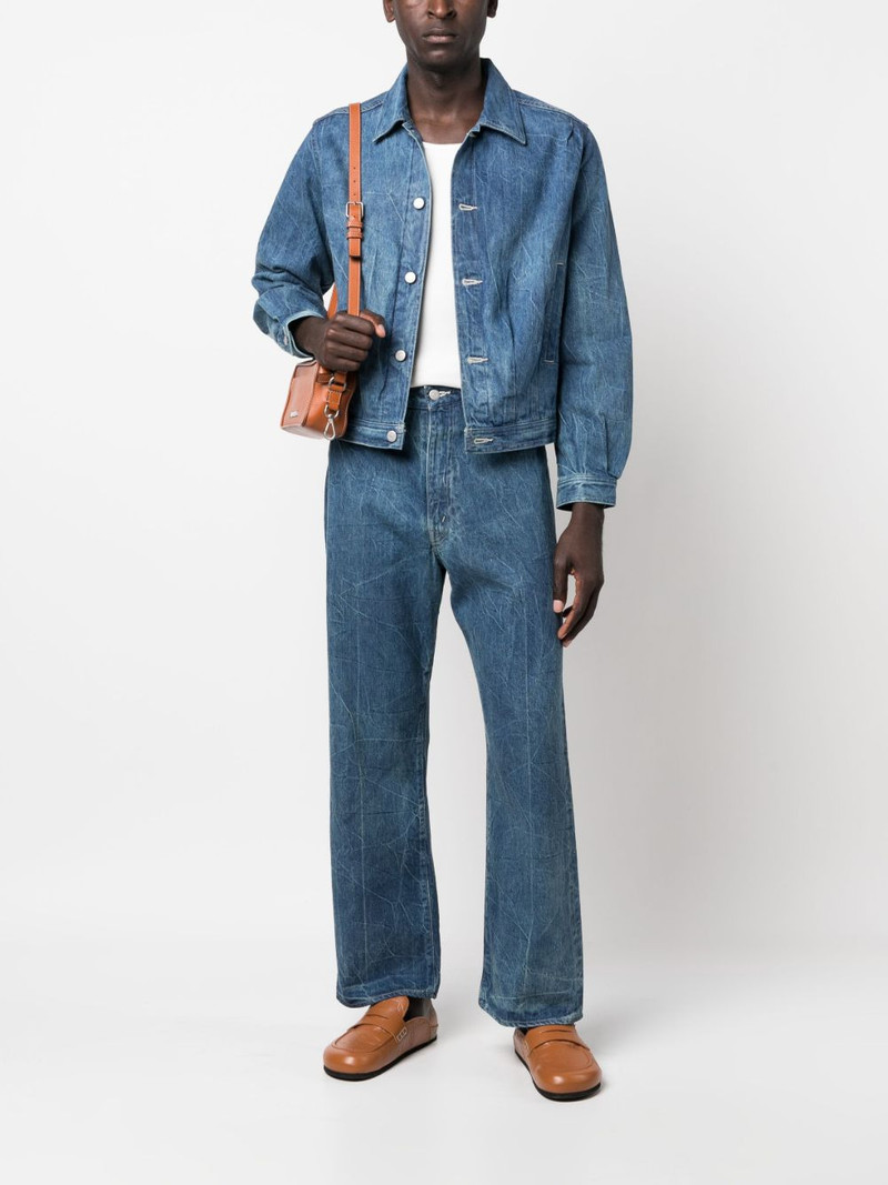 AURALEE crinkled-effect denim jacket outlook