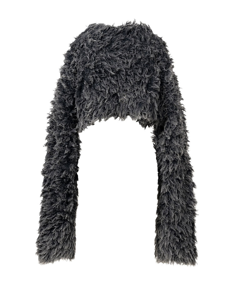 Bleached Shaggy Cropped Knit Sweater 16
