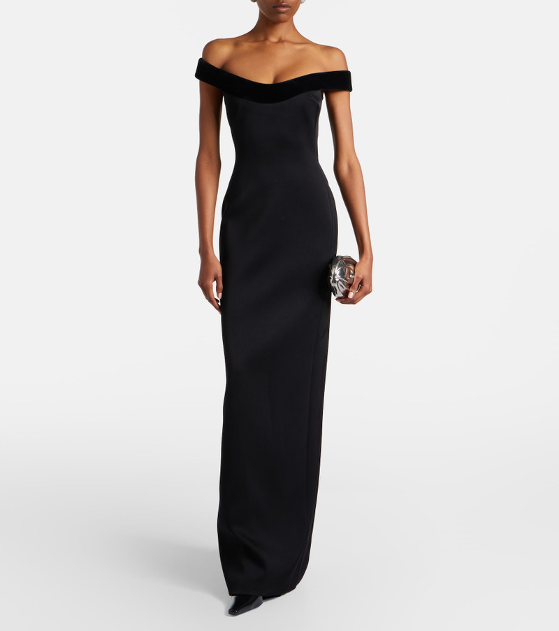 David Koma Velvet-trimmed gown outlook