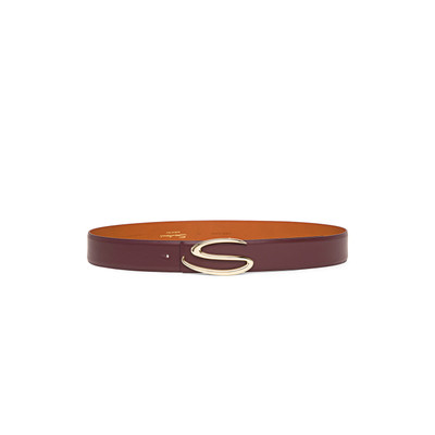 Santoni Burgundy leather belt strap outlook