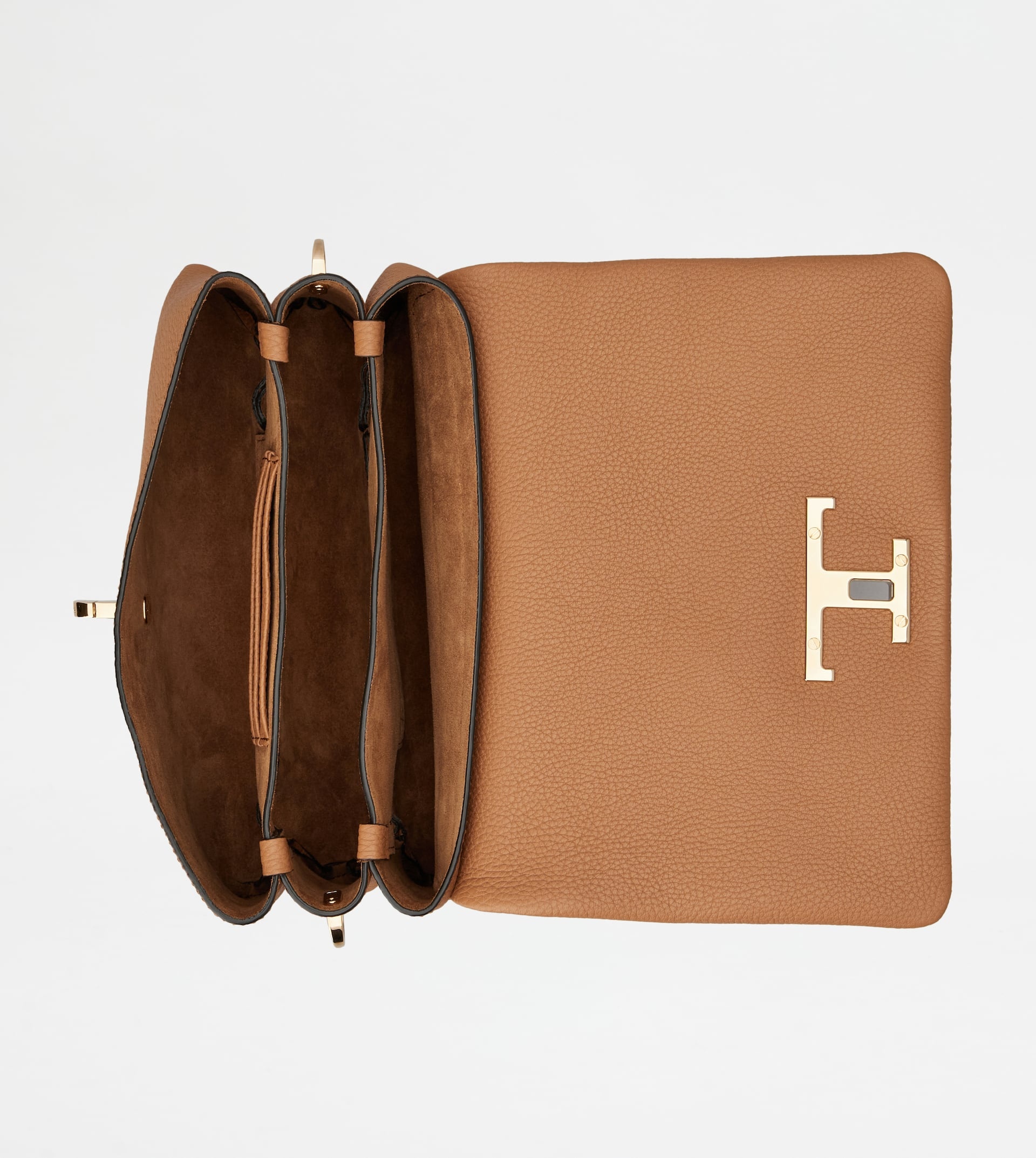 T TIMELESS FLAP BAG IN LEATHER MINI - BROWN - 4