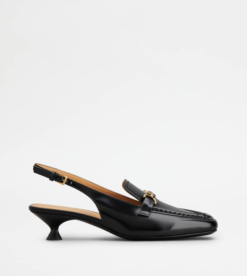 SLINGBACK LOAFERS IN LEATHER - BLACK - 1