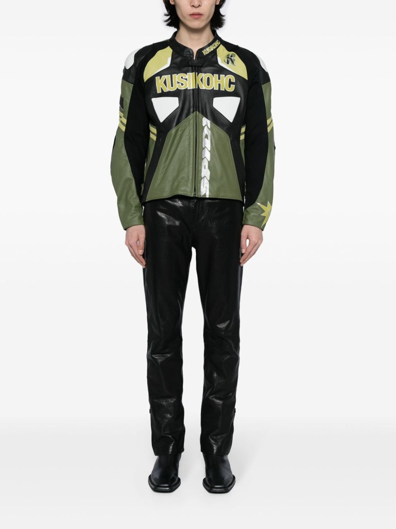 KUSIKOHC Spidi logo-print leather jacket outlook