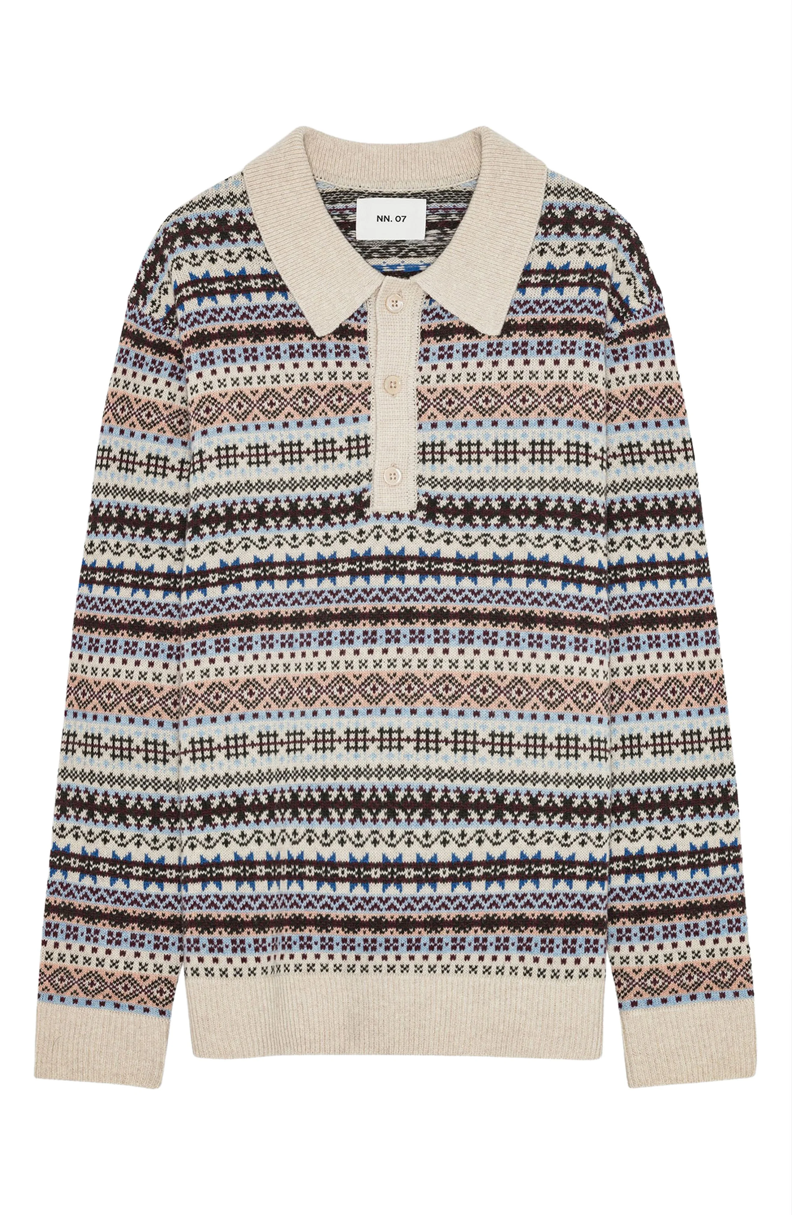 NN07 Robbie 60004 Fair Isle Polo Sweater in Ivory Multi at Nordstrom - 1