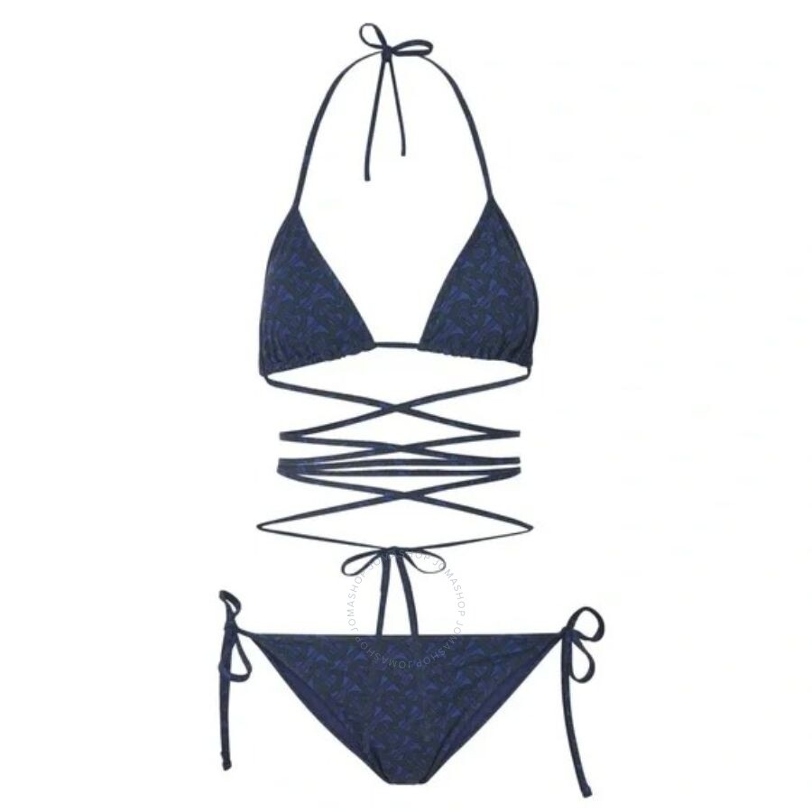 Burberry Monogram Print Triangle Bikini In Deep Royal Blue - 3