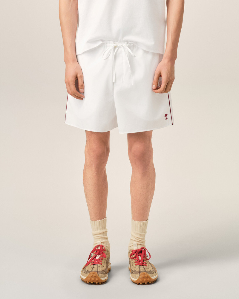 WHITE COTTON SHORTS WITH AMI DE COEUR ARROW 3