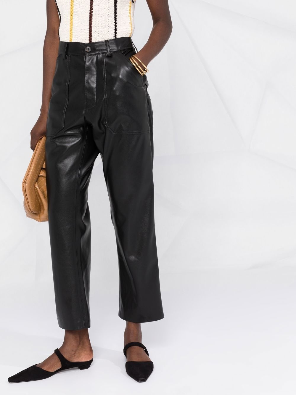 faux-leather straight-leg trousers - 5