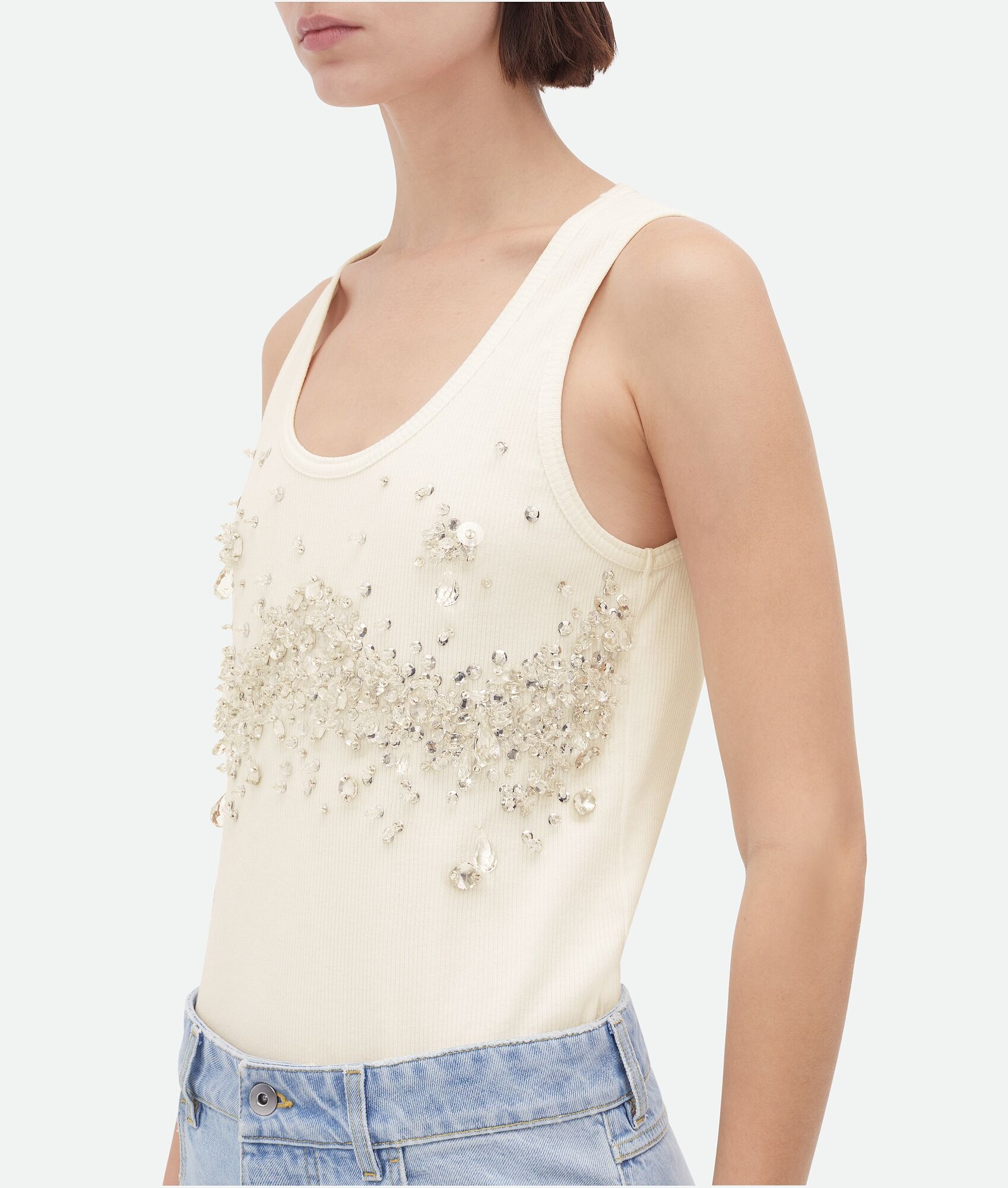 Crystal Embroidered Jersey Tank Top - 4
