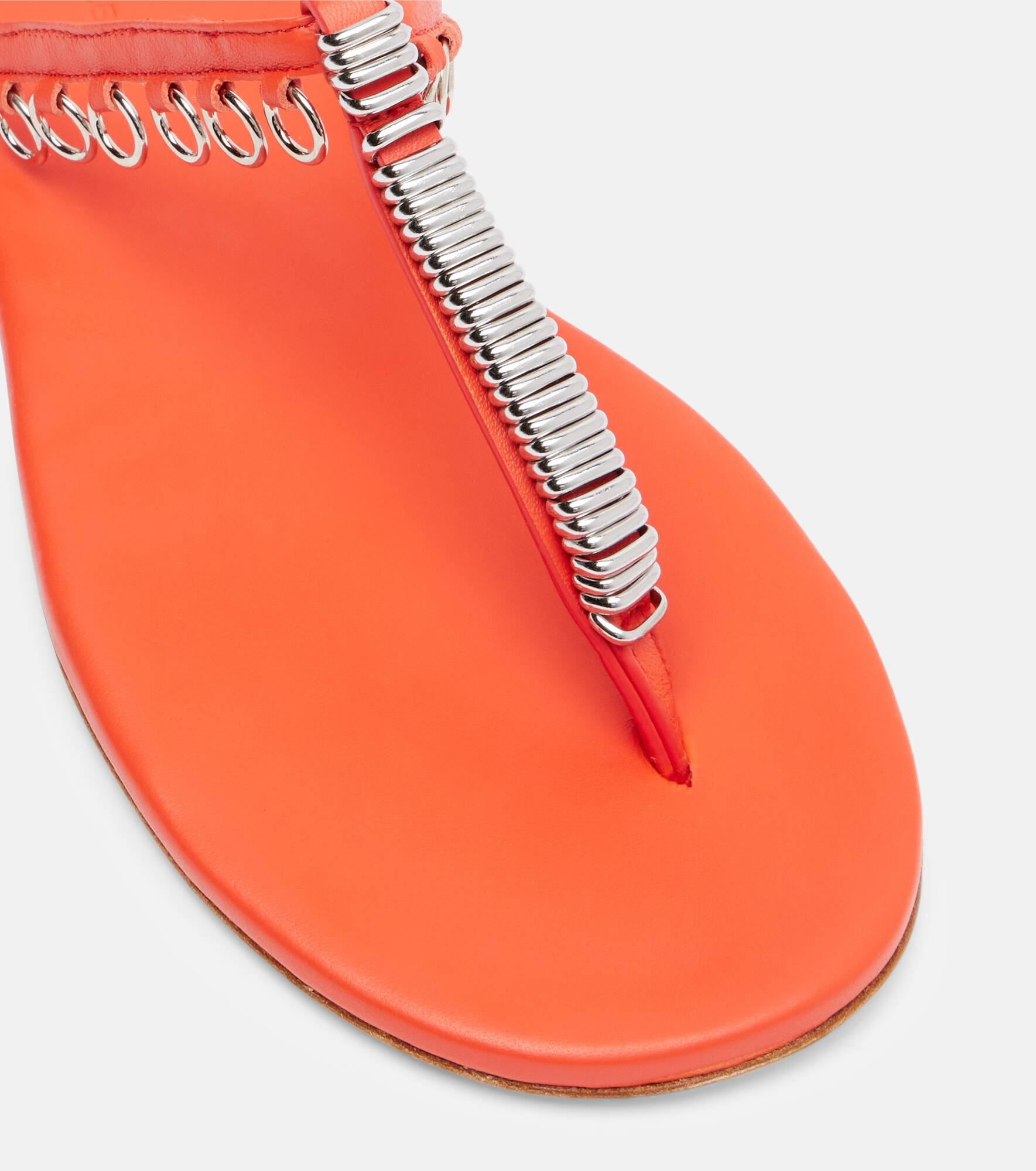 Pierced embellished leather thong sandals - 5