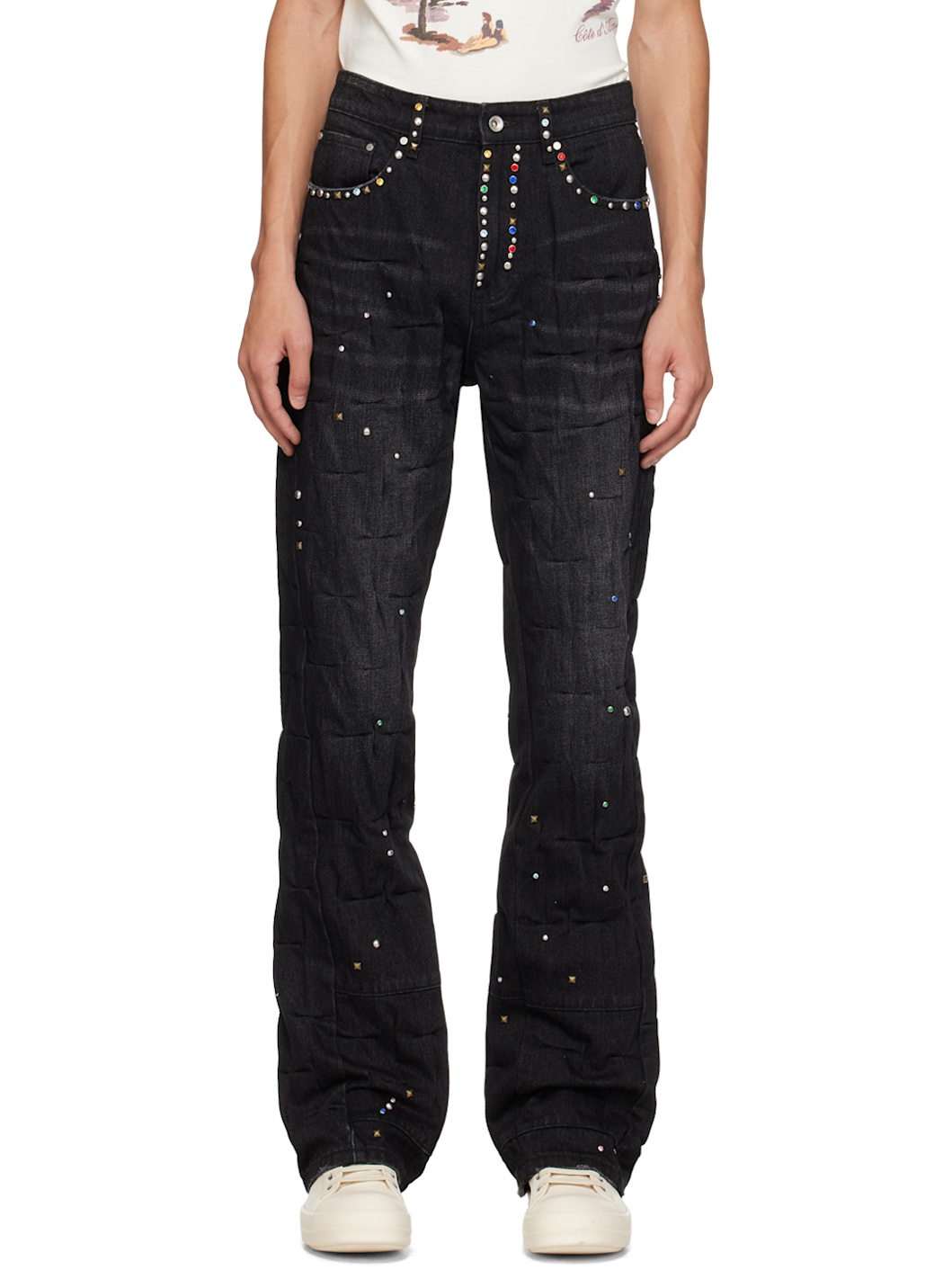 SSENSE Exclusive Black Stud Cinched Jeans - 1