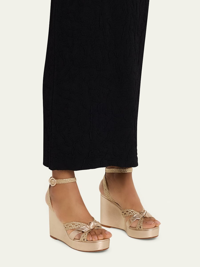 ALEXANDRE BIRMAN 100mm Suelita Metallic Leather Woven Platform Sandals outlook