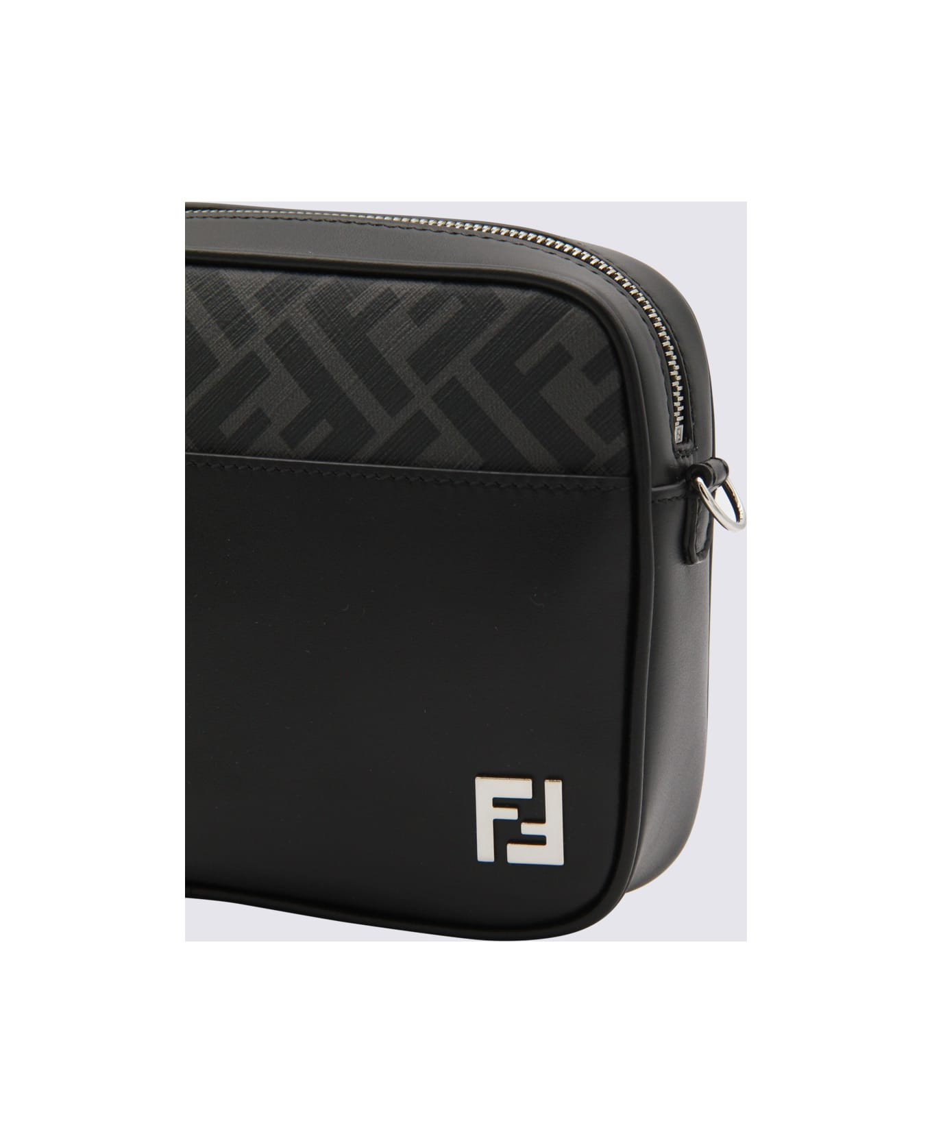 Black Leather Ff Crossbody Bag - 4