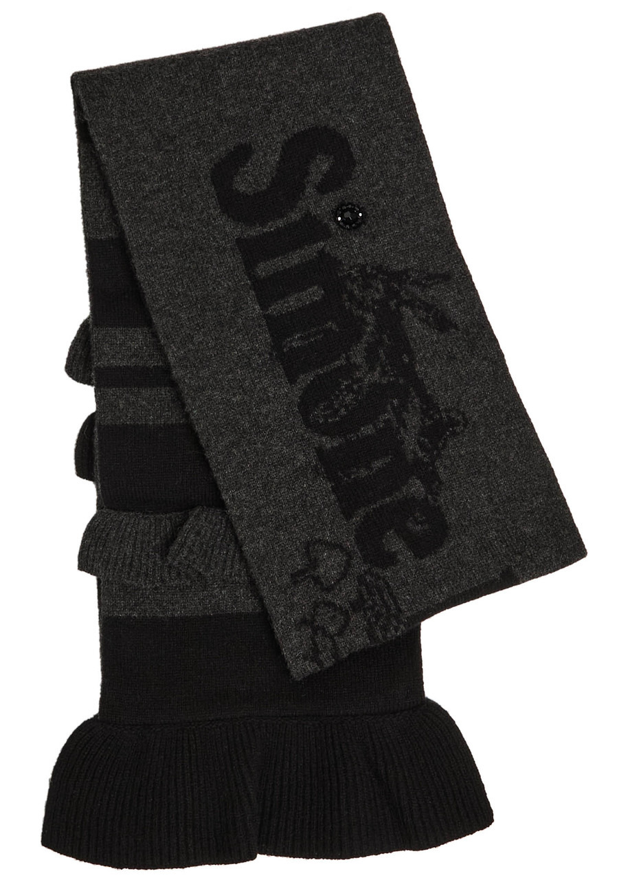 Simone Rocha Striped Ruffle-trimmed Wool-blend Scarf - 1