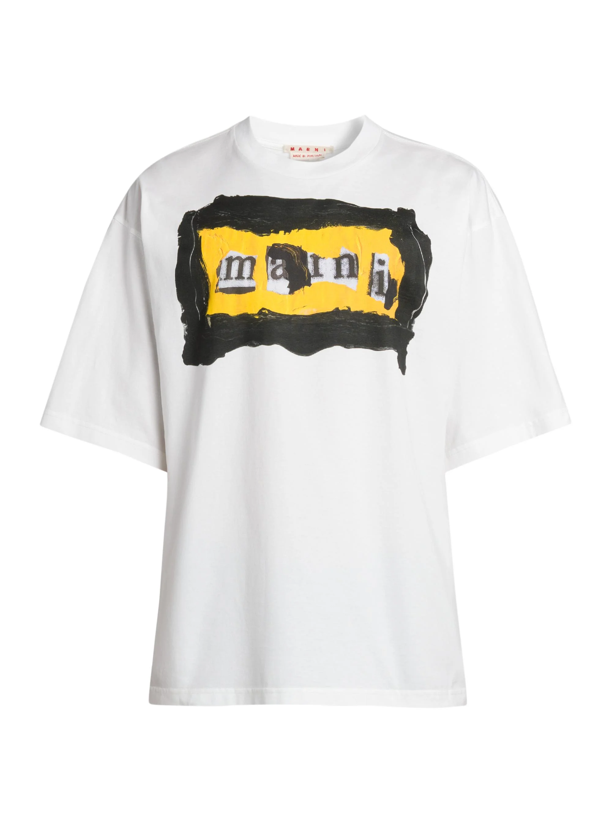 Men's Collage Logo Cotton Oversized T-Shirt - Lily White - 1