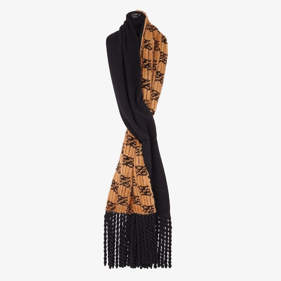 Two-tone mink and knit scarf - 3