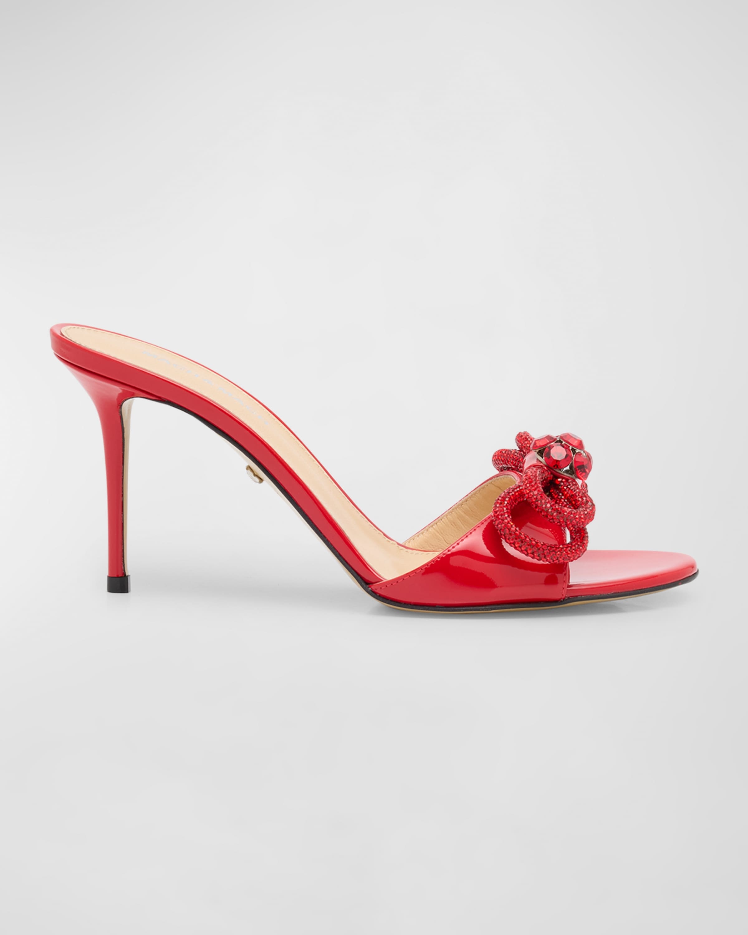 Bow Patent Leather Mule Sandals - 1