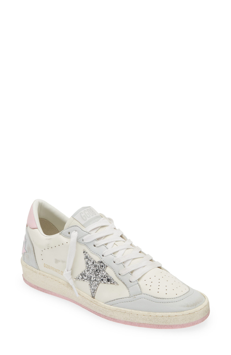 Golden Goose Ball Star Low Top Sneaker in White/Silver/Pink 1