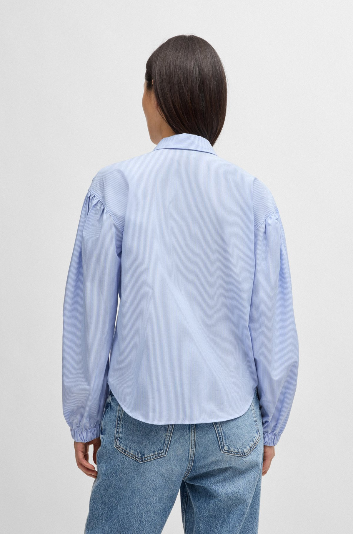 REGULAR-FIT BLOUSE IN STRIPED COTTON POPLIN - 5