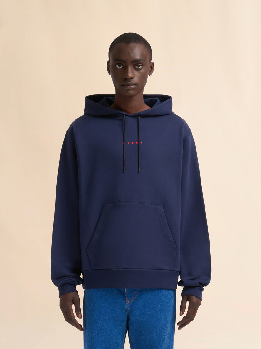 BLUE BIO COTTON HOODIE WITH MARNI PRINT - 2