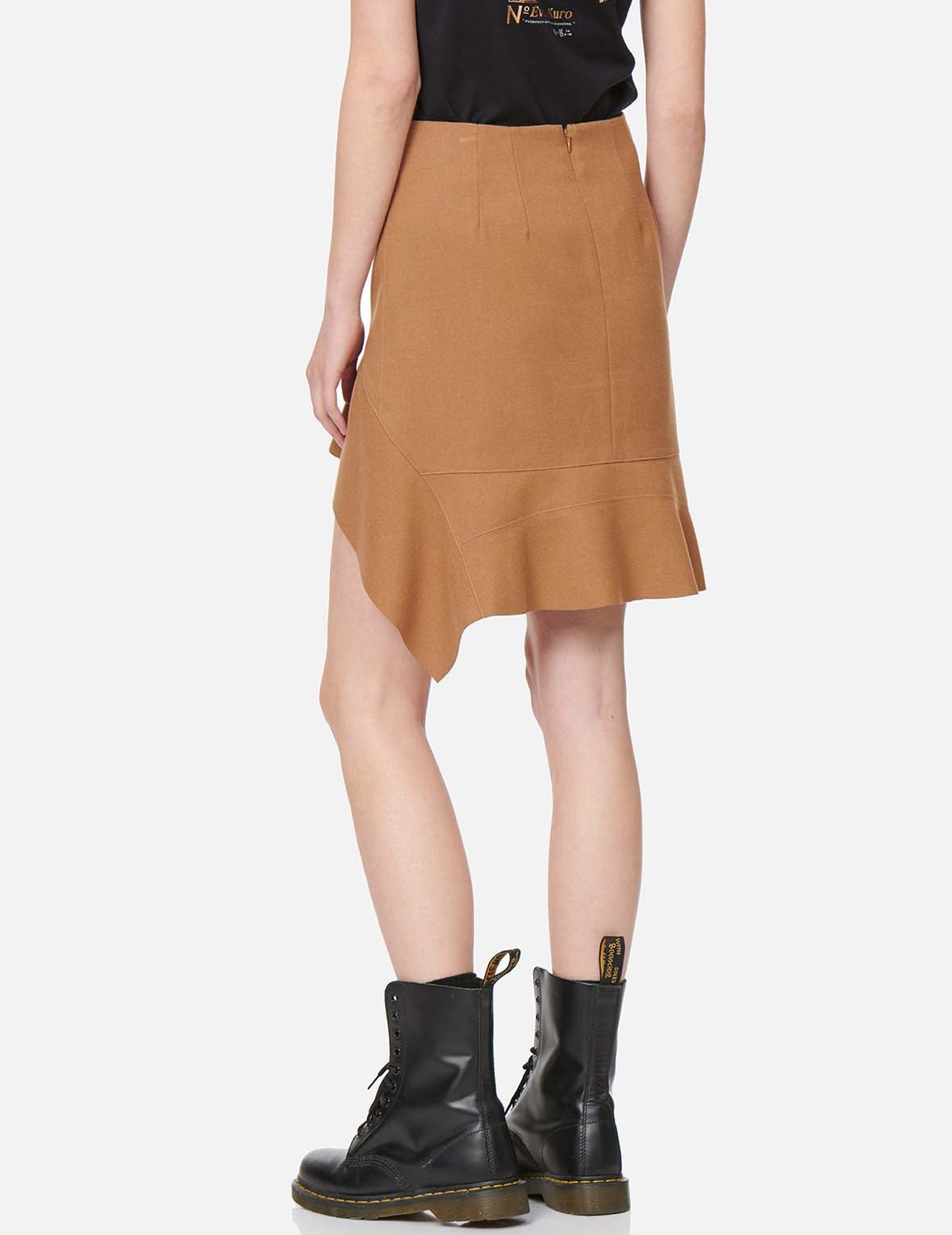Leather Pocket Flap Asymmetric Skirt - 4