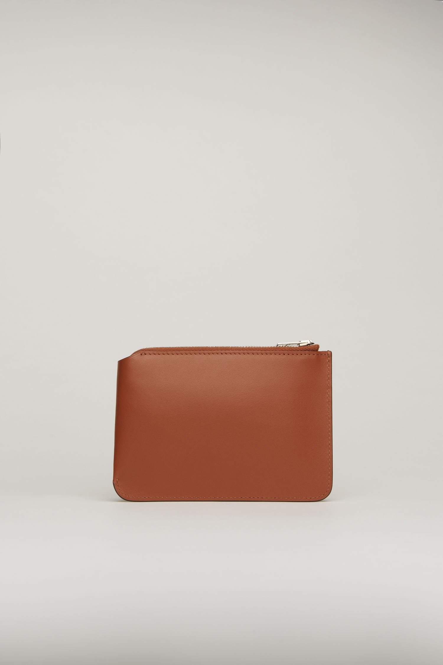 Leather zip wallet almond brown - 2