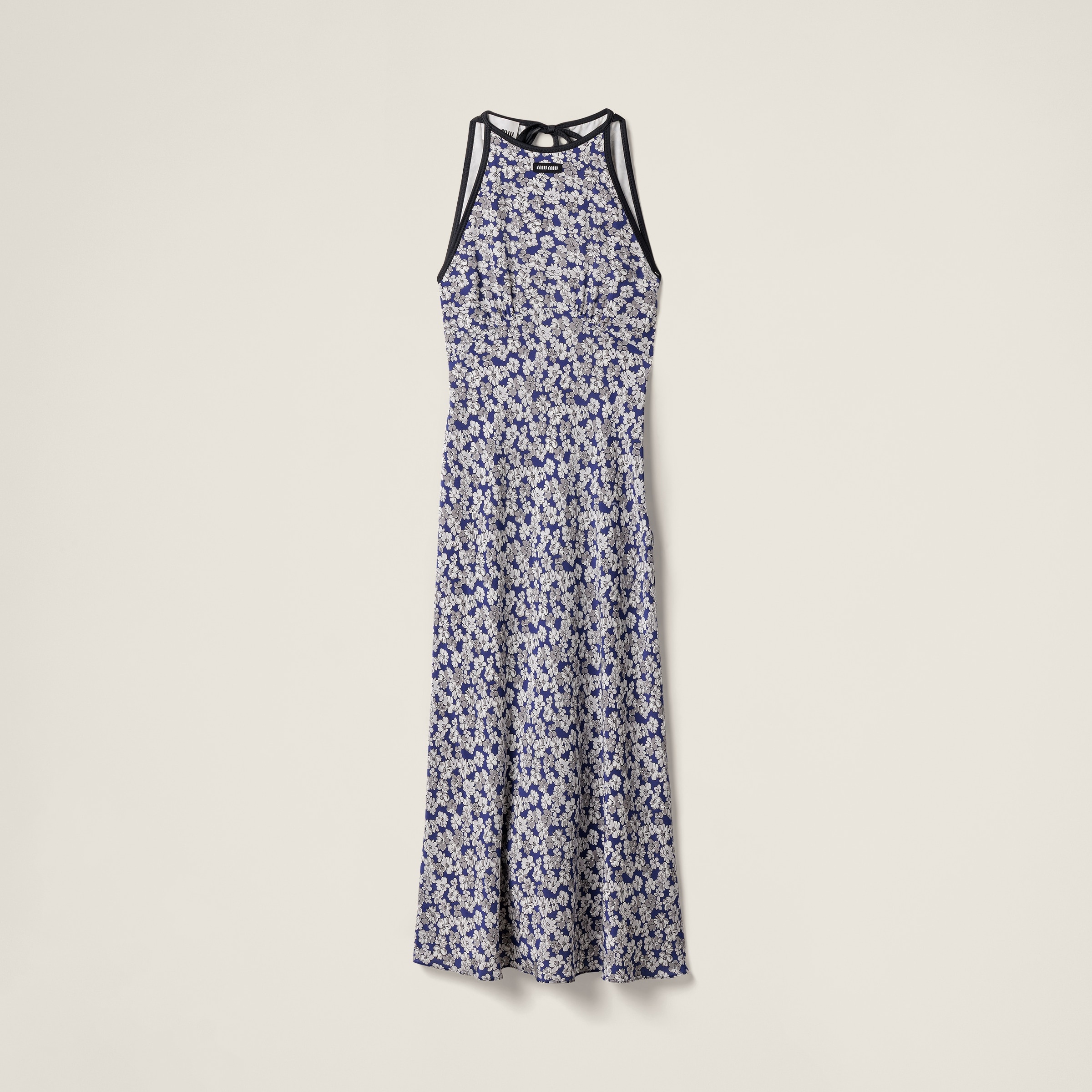 Long floral print crepe de chine dress - 1