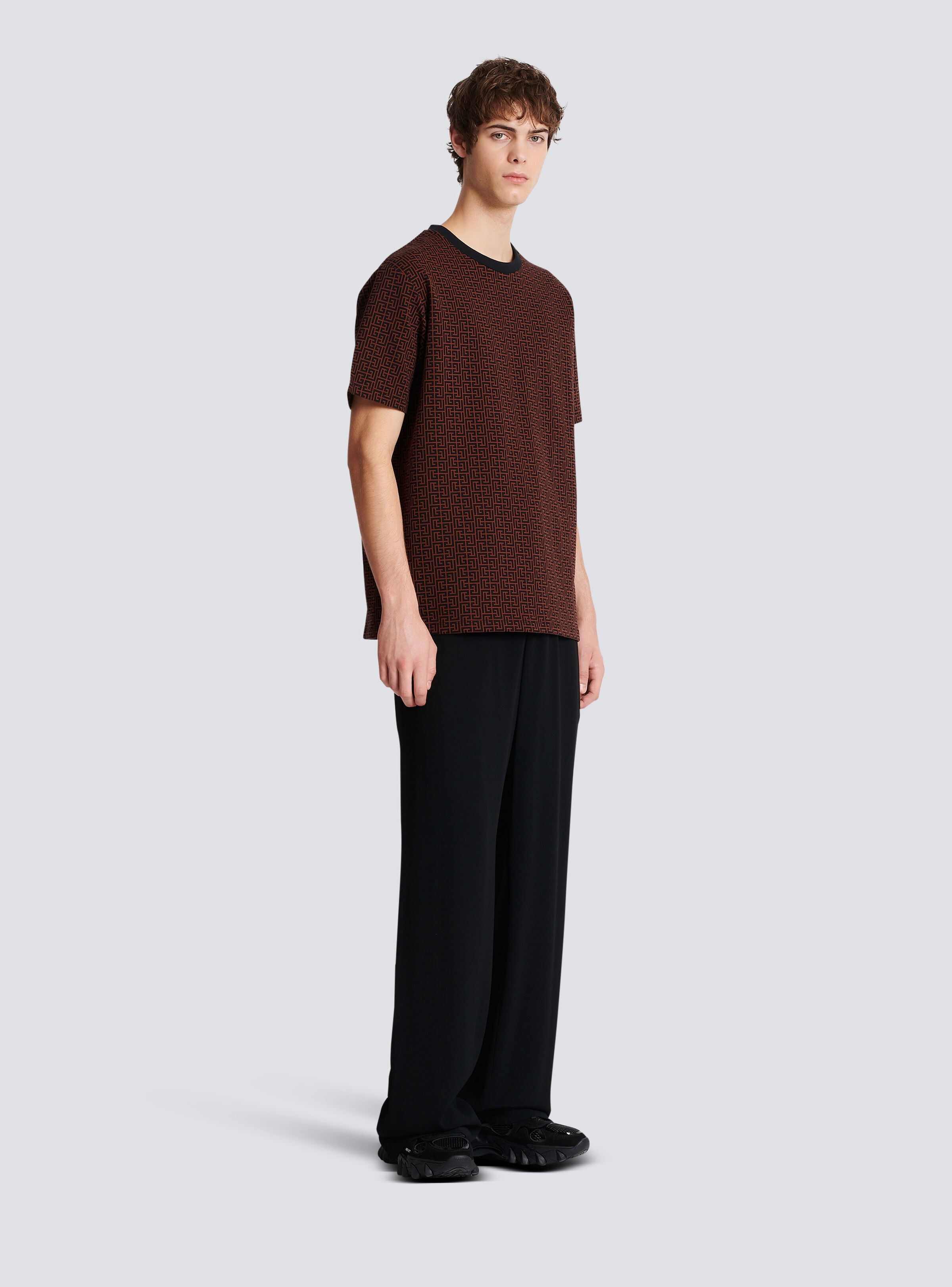Monogrammed loose-fitting jacquard T-shirt - 3