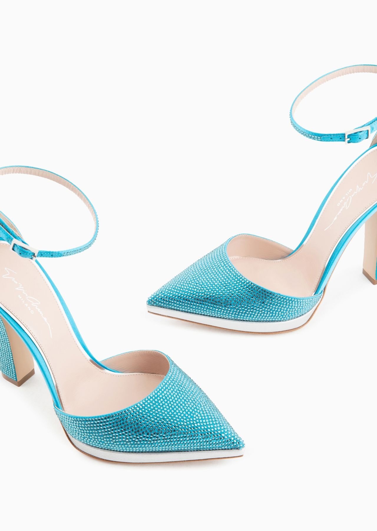 Rhinestone and satin d'Orsay court shoes - 5