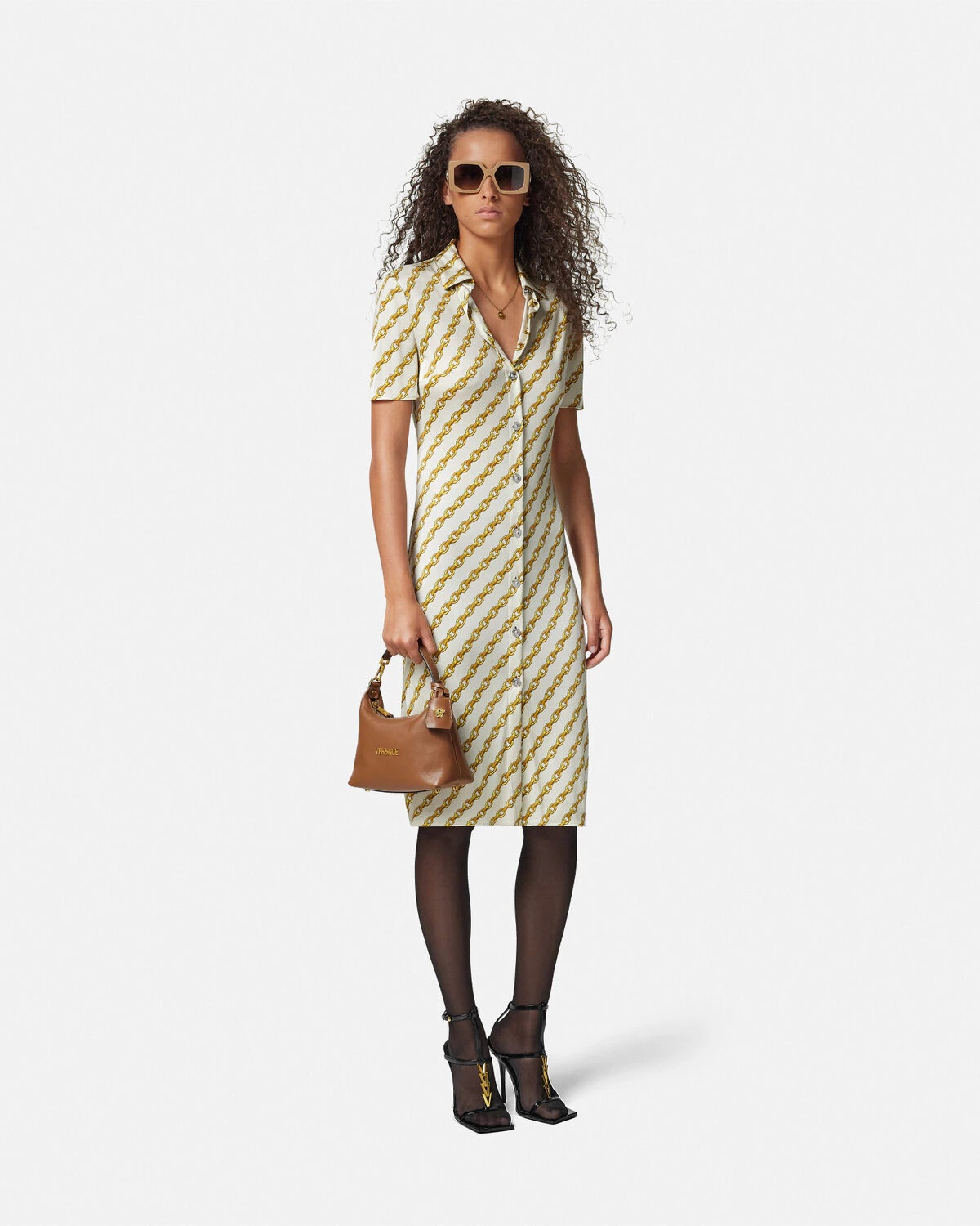 Chain Stripes Fitted Midi Shirt Dress - 2