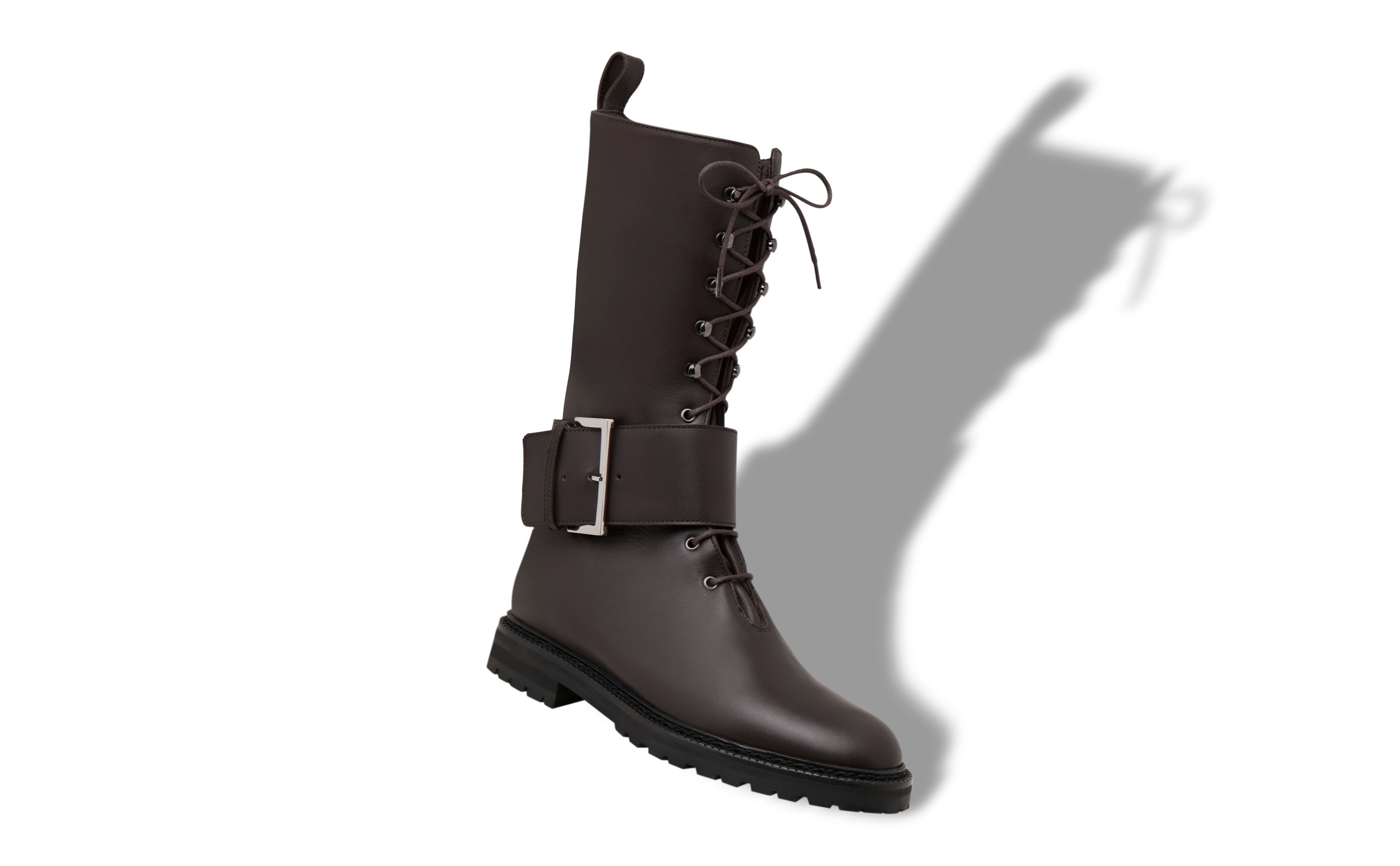 Dark Brown Calf Leather Lace-Up Boots - 2