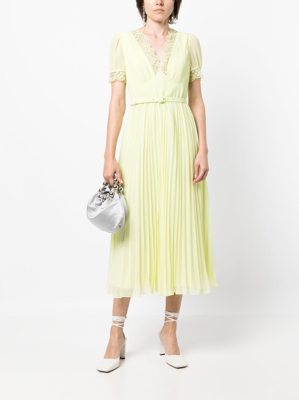 floral-lace detail midi dress - 2