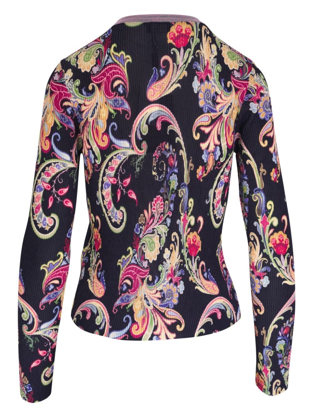 floral-print ribbed-knit cardigan - 2
