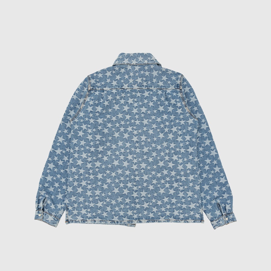 DENIM JACQUARD WOVEN OVERSHIRT - 8