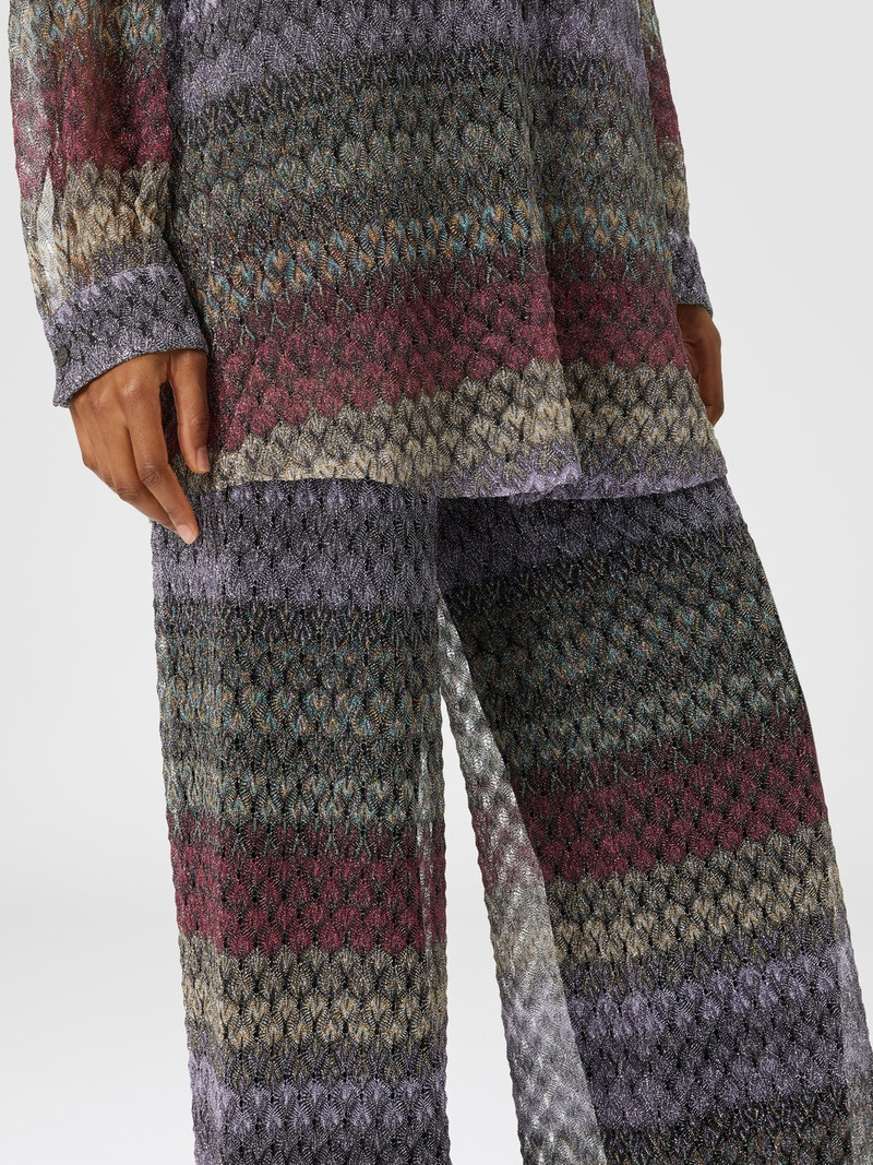 Palazzo-pants with lamé lace motif 5