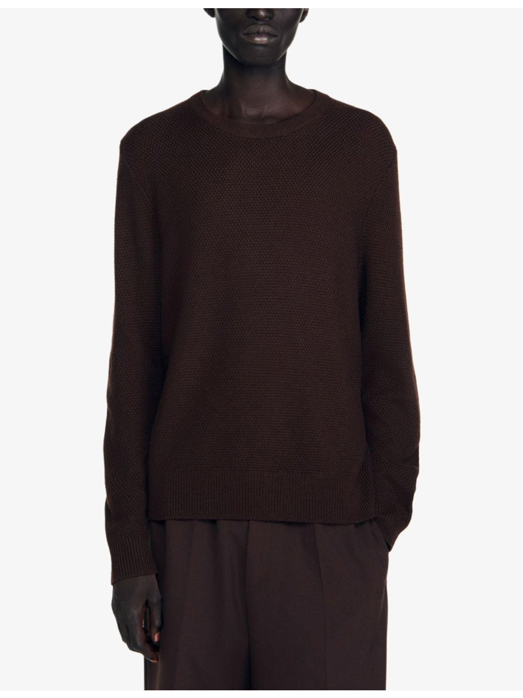Textured Crewneck Cotton Knitted Jumper - 3