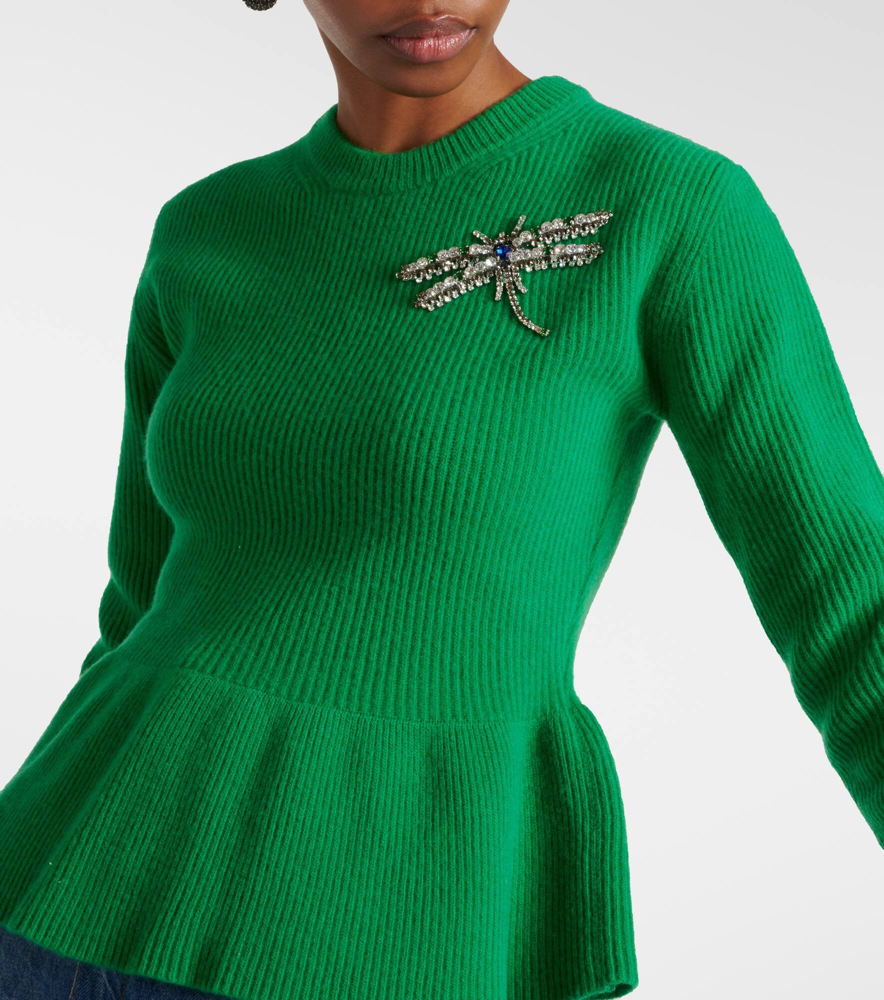 Ribbed-knit peplum wool sweater - 4