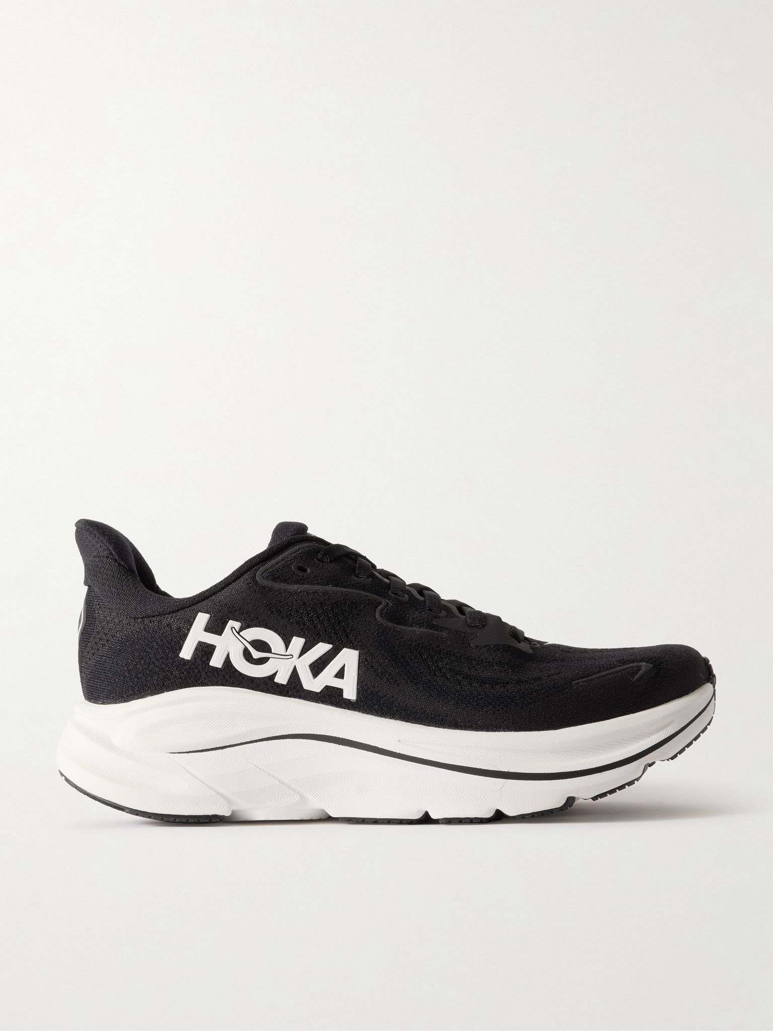 Clifton 10 rubber-trimmed jacquard-mesh sneakers Black - 1