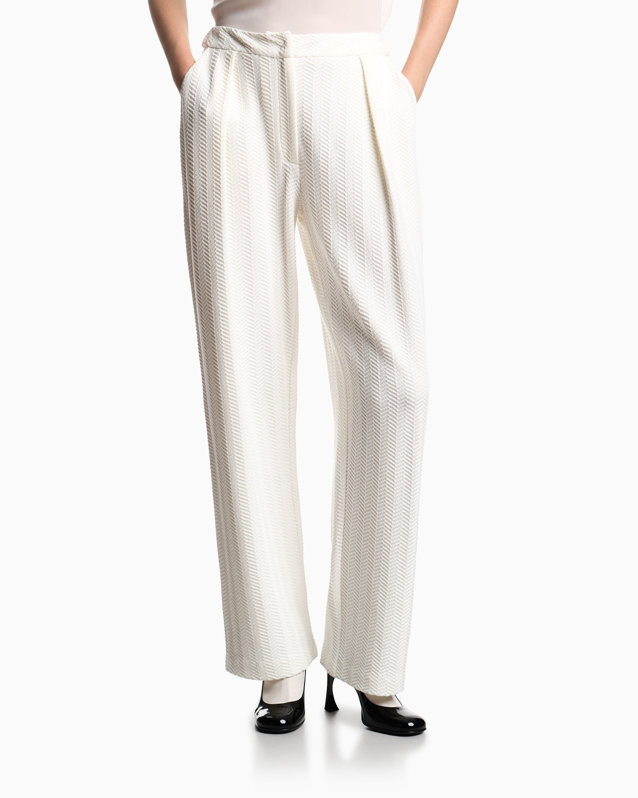 ASV CHEVRON MOTIF JERSEY TROUSERS WITH PLEATS - 4